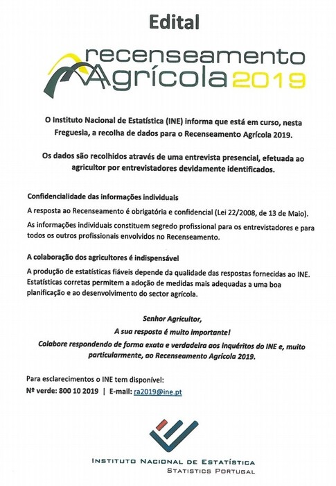 Recenseamento agrícola 2019